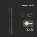 Lampada a Sospensione Cilindro Attacco GU10 Corpo in Alluminio Nero Riflettore Colore Oro D:60*500MM SKU-6687