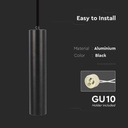 Lampada a Sospensione Cilindro Attacco GU10 Corpo in Alluminio Nero Riflettore Colore Oro D:60*300MM SKU-6686