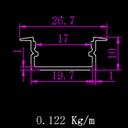 A2ZWORLD Kit Profilo Alluminio Completo Da 2 Metri Per Striscia Led, Larga Da Incasso, Dimensione 26.7*10mm, Larghezza Interna 17mm, 122g/m, Copertura Opale, Tappi Chiusura e Clip Fissaggio Incluso