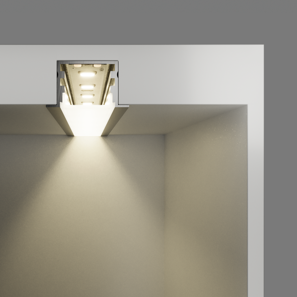 A2ZWORLD Kit Profilo Alluminio Completo Da 2 Metri Per Striscia Led, Larga e Alta da Incasso, Dimensione 27.2*15mm, Larghezza Interna 17mm, 193g/m, Copertura Opale, Tappi Chiusura e Clip Fissaggio Incluso
