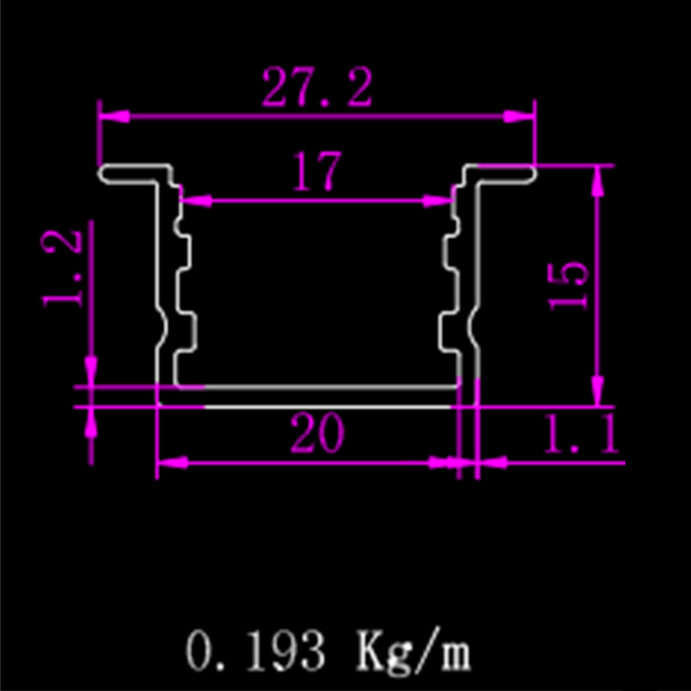 A2ZWORLD Kit Profilo Alluminio Completo Da 2 Metri Per Striscia Led, Larga e Alta da Incasso, Dimensione 27.2*15mm, Larghezza Interna 17mm, 193g/m, Copertura Opale, Tappi Chiusura e Clip Fissaggio Incluso