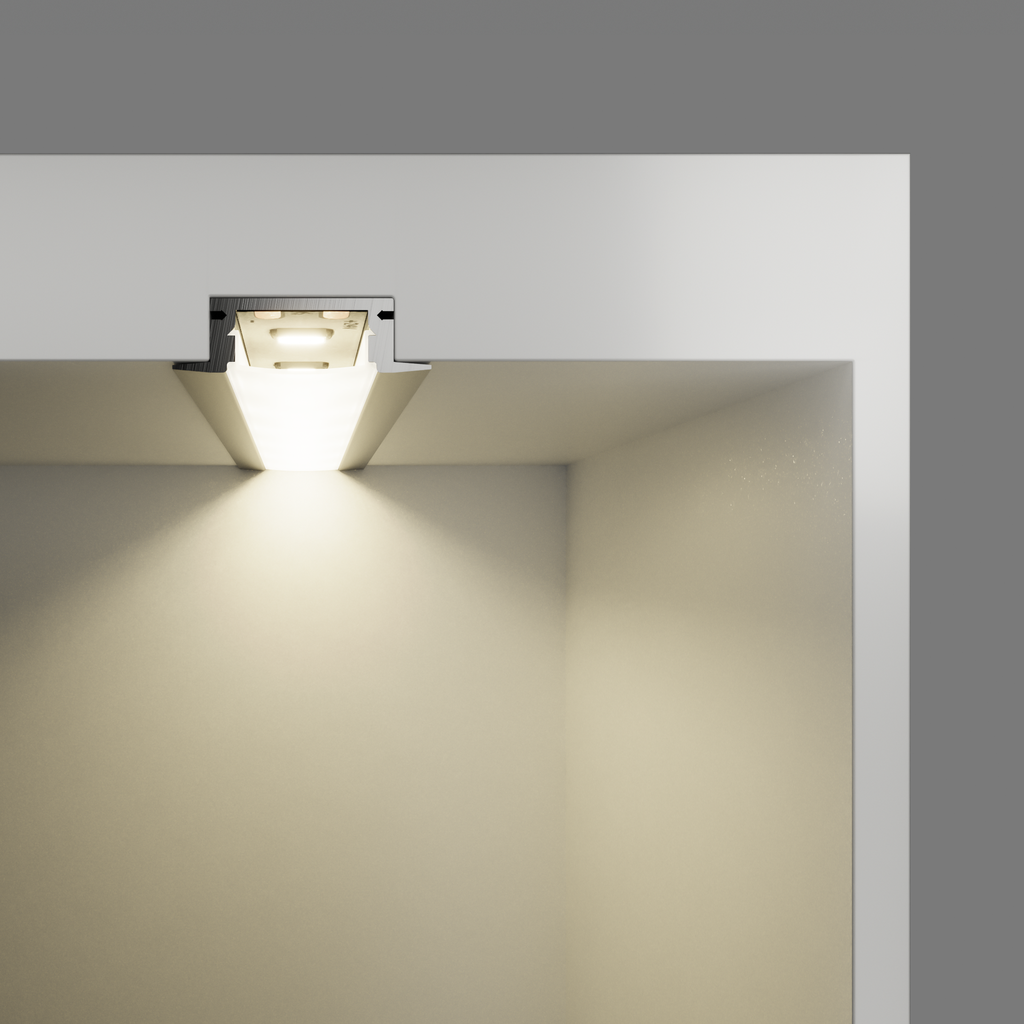 A2ZWORLD Kit Profilo Alluminio Completo Da 2 Metri Per Striscia Led, Da Incasso, Dimensione 24.7*7mm, Larghezza Interna 12.4mm, 133g/m, 2 Metri Copertura Opale, Tappi Chiusura e Clip Fissaggio Incluso