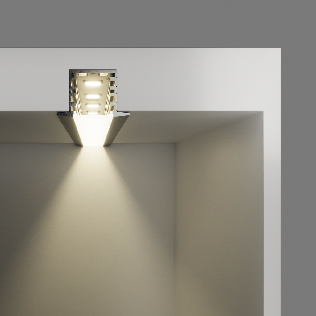 A2ZWORLD Kit Profilo Alluminio Completo Da 2 Metri Per Striscia Led, Alta da Incasso, Dimensione 22*14.27mm, Larghezza Interna 10mm, 114g/m, Copertura Opale, Tappi Chiusura e Clip Fissaggio Incluso