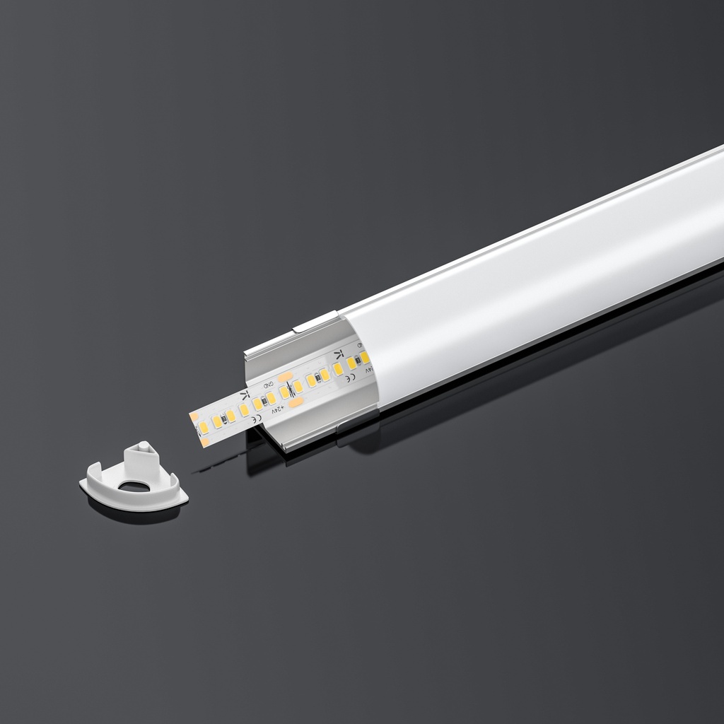 A2ZWORLD Kit Profilo Alluminio Completo Da 2 Metri Per Striscia Led, Angolare Leggera, Dimensione 15.8*15.8mm, Larghezza Interna 10mm, 77g/m, Copertura Opale, Tappi Chiusura e Clip Fissaggio Incluso