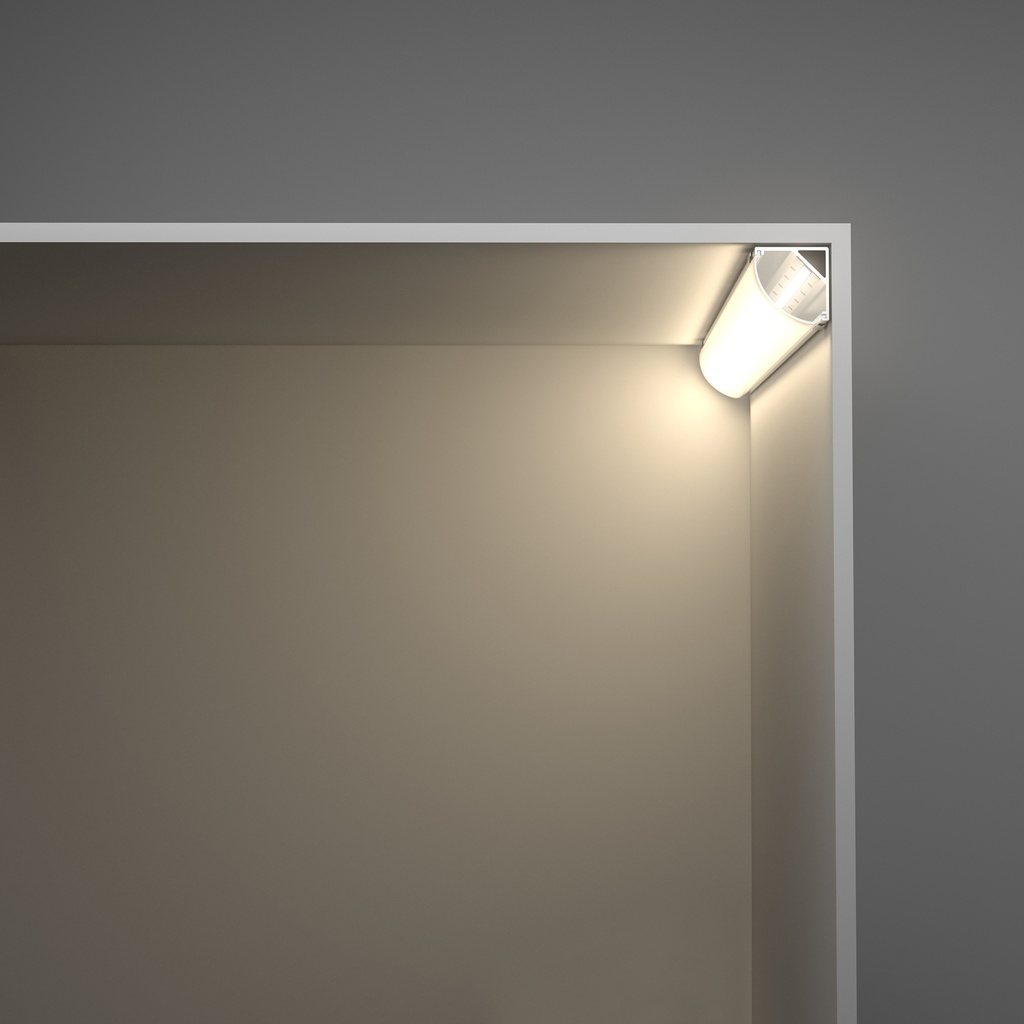 A2ZWORLD Kit Profilo Alluminio Completo Da 2 Metri Per Striscia Led, Angolare Leggera, Dimensione 15.8*15.8mm, Larghezza Interna 10mm, 77g/m, Copertura Opale, Tappi Chiusura e Clip Fissaggio Incluso