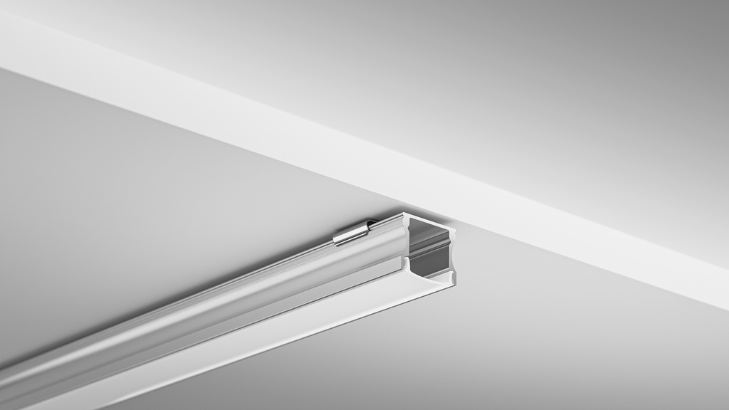 A2ZWORLD Kit Profilo Alluminio Completo Da 2 Metri Per Striscia Led, Alta Profonda, Dimensione 17.2*14.4mm, Larghezza Interna 12mm, 128g/m, Copertura Opale, Tappi Chiusura e Clip Fissaggio Incluso