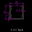 A2ZWORLD Kit Profilo Alluminio Completo Da 2 Metri Per Striscia Led, Larga Alta, Dimensione 20*20mm, Larghezza Interna 16mm, 211g/m, Copertura Opale, Tappi Chiusura e Clip Fissaggio Incluso