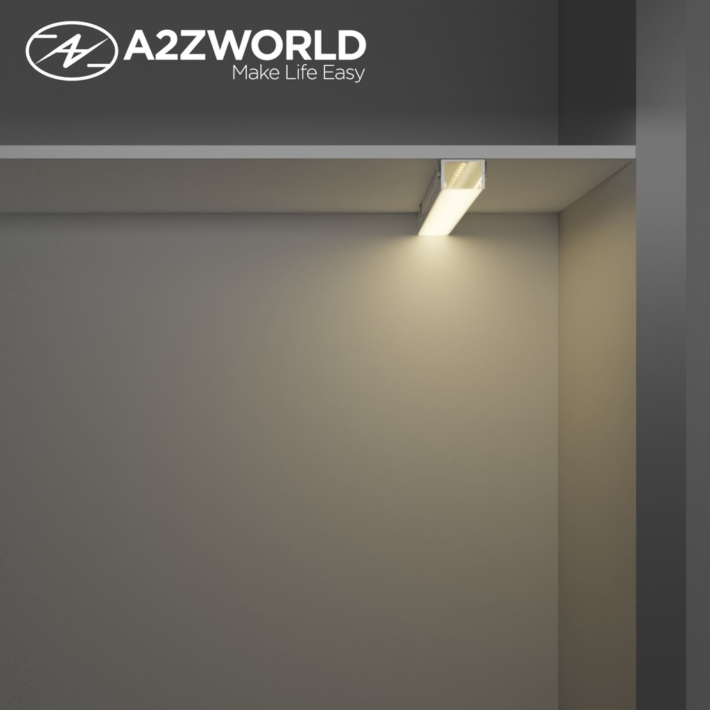 Kit Profilo Alluminio Completo Da 2 Metri Per Striscia Led, Alta, Dimensione 19.3*13mm, Larghezza Interna 15mm, 135g/m, Copertura Opale, Tappi Chiusura e Clip Fissaggio Incluso