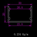 A2ZWORLD Kit Profilo Alluminio Completo Da 2 Metri Per Striscia Led, Super Larga e Alta, Dimensione 30*20mm, Larghezza Interna 25mm, 234g/m, Copertura Opale, Tappi Chiusura e Clip Fissaggio Incluso