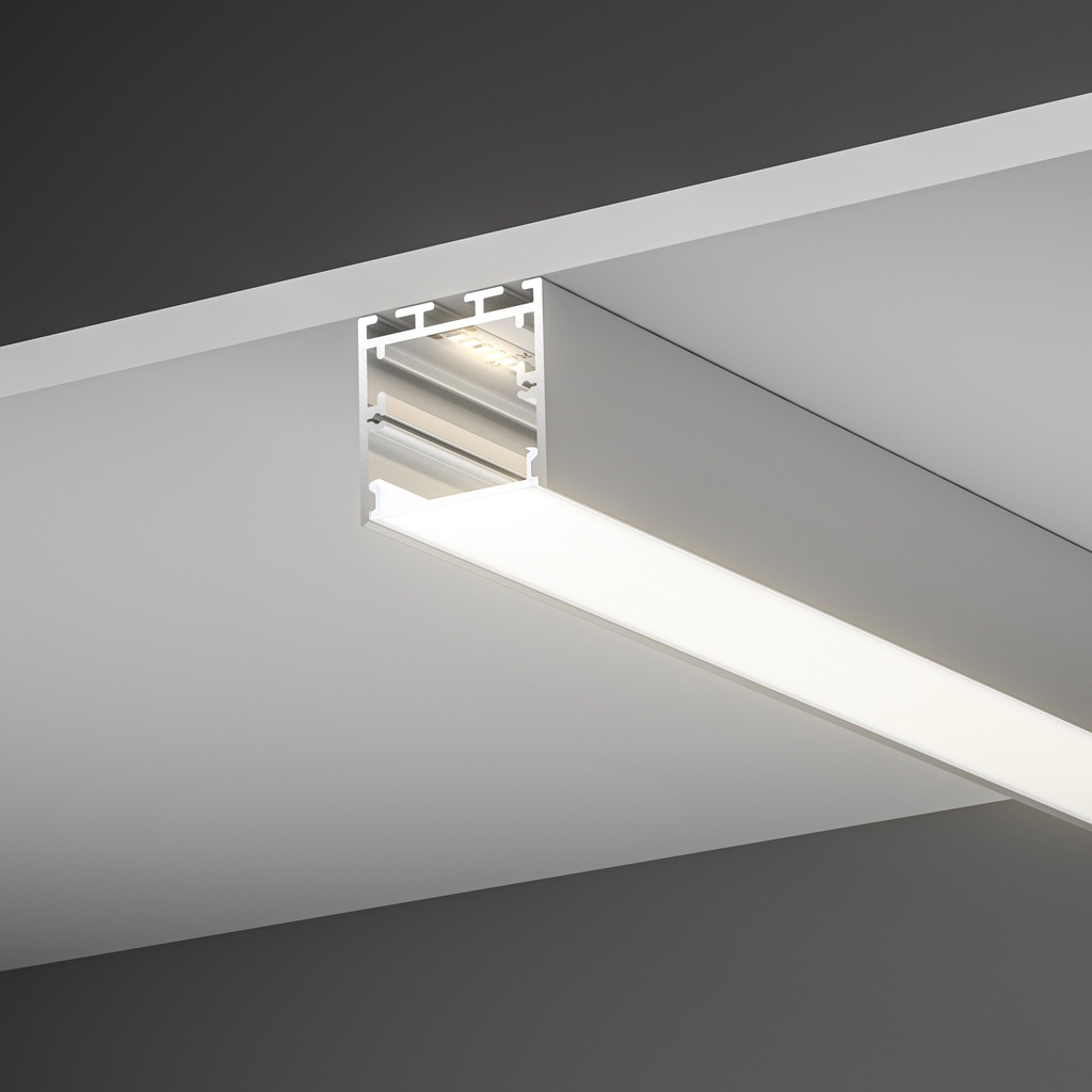 A2ZWORLD Kit Profilo Alluminio Completo Da 2 Metri Per Striscia Led, Super Larga e Alta, Dimensione 35*35mm, Larghezza Interna 30mm, 455g/m, Copertura Opale, Tappi Chiusura e Clip Fissaggio Incluso