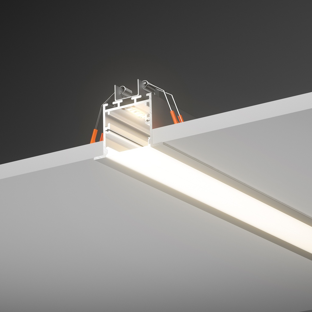 A2ZWORLD Kit Profilo Alluminio Completo Da 2 Metri Per Striscia Led, Super Larga e Alta Da Incasso, Dimensione 50*35mm, Larghezza Interna 30mm, 503g/m, Copertura Opale, Tappi Chiusura e Clip Fissaggio Incluso