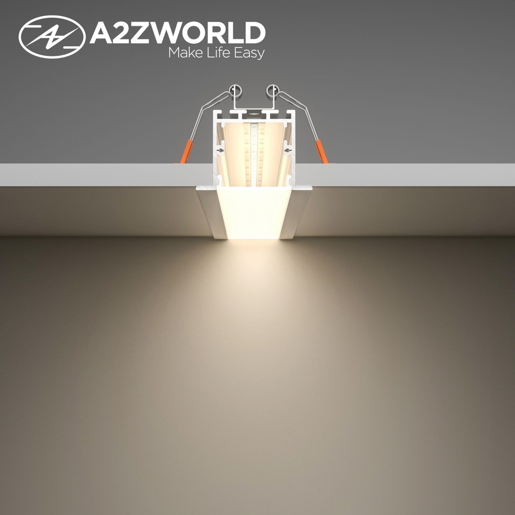 Kit Profilo Alluminio Completo Da 2 Metri Per Striscia Led, Super Larga e Alta Da Incasso, Dimensione 50*35mm, Larghezza Interna 30mm, 503g/m, Copertura Opale, Tappi Chiusura e Clip Fissaggio Incluso,BAV2871
