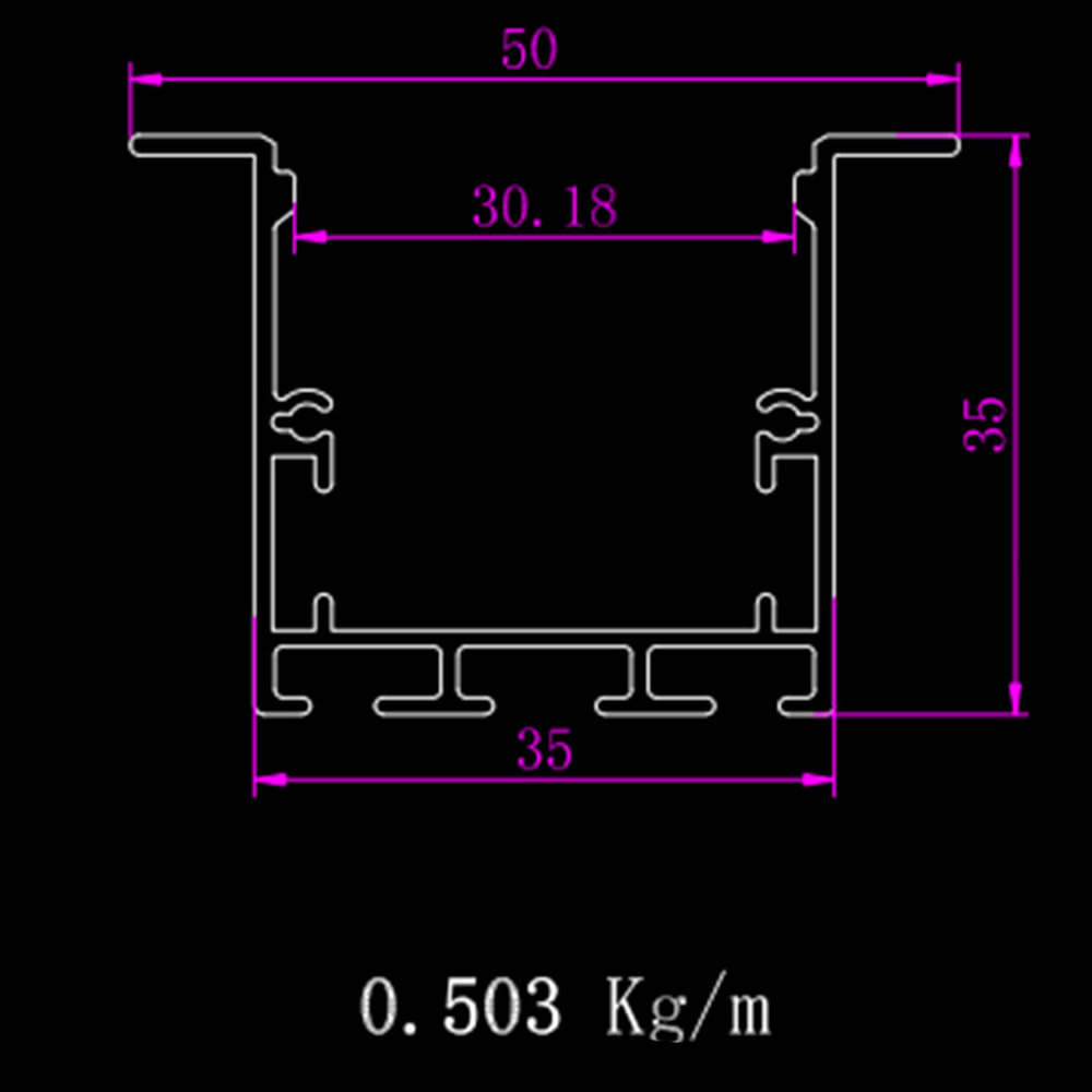 A2ZWORLD Kit Profilo Alluminio Completo Da 2 Metri Per Striscia Led, Super Larga e Alta Da Incasso, Dimensione 50*35mm, Larghezza Interna 30mm, 503g/m, Copertura Opale, Tappi Chiusura e Clip Fissaggio Incluso