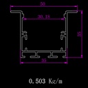 A2ZWORLD Kit Profilo Alluminio Completo Da 2 Metri Per Striscia Led, Super Larga e Alta Da Incasso, Dimensione 50*35mm, Larghezza Interna 30mm, 503g/m, Copertura Opale, Tappi Chiusura e Clip Fissaggio Incluso