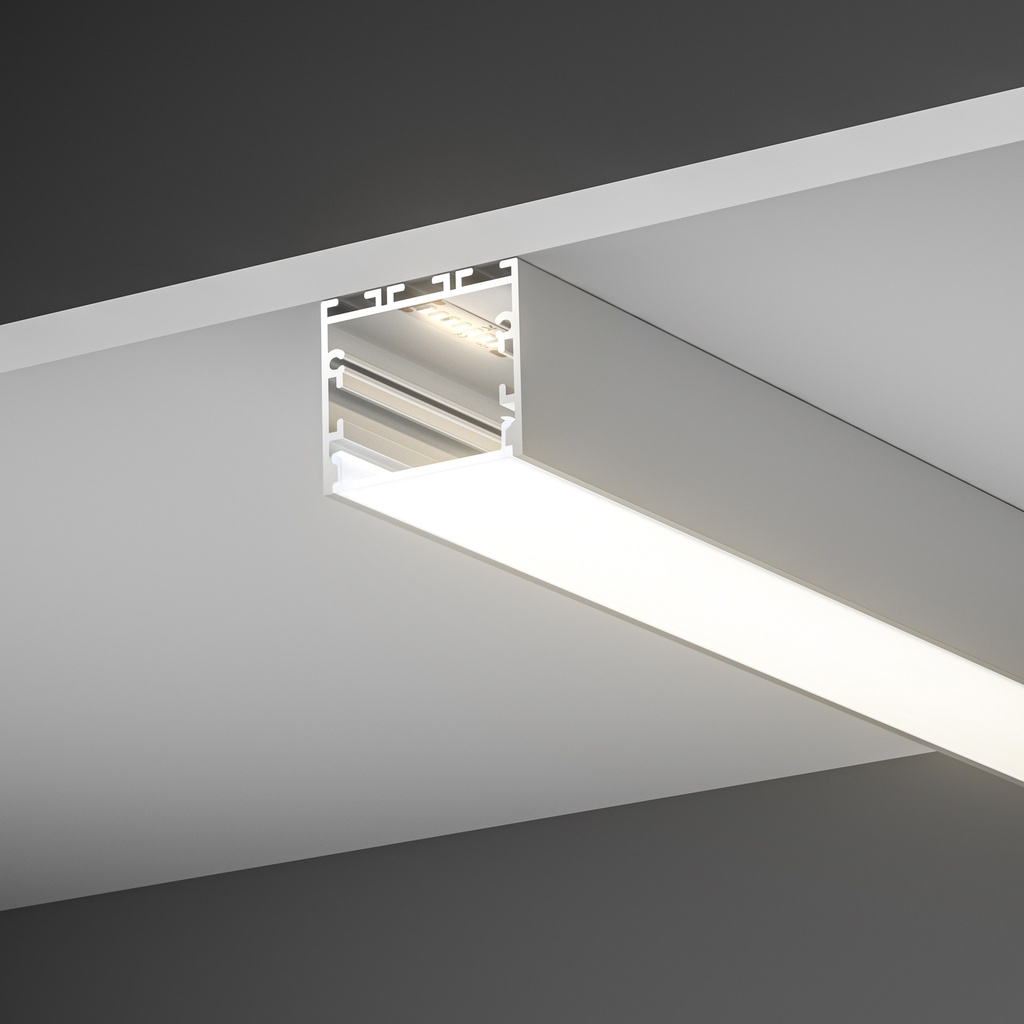 A2ZWORLD Kit Profilo Alluminio Completo Da 2 Metri Per Striscia Led, Super Larga e Alta, Dimensione 40*34.8mm, Larghezza Interna 34mm, 412g/m, Copertura Opale, Tappi Chiusura e Clip Fissaggio Incluso