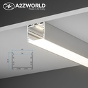 Kit Profilo Alluminio Completo Da 2 Metri Per Striscia Led, Super Larga e Alta, Dimensione 40*34.8mm, Larghezza Interna 34mm, 412g/m, Copertura Opale, Tappi Chiusura e Clip Fissaggio Incluso