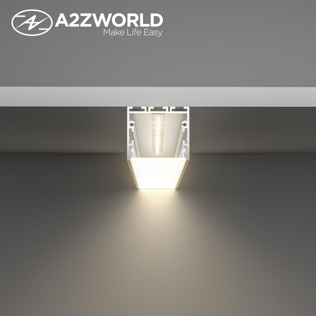 Kit Profilo Alluminio Completo Da 2 Metri Per Striscia Led, Super Larga e Alta, Dimensione 40*34.8mm, Larghezza Interna 34mm, 412g/m, Copertura Opale, Tappi Chiusura e Clip Fissaggio Incluso