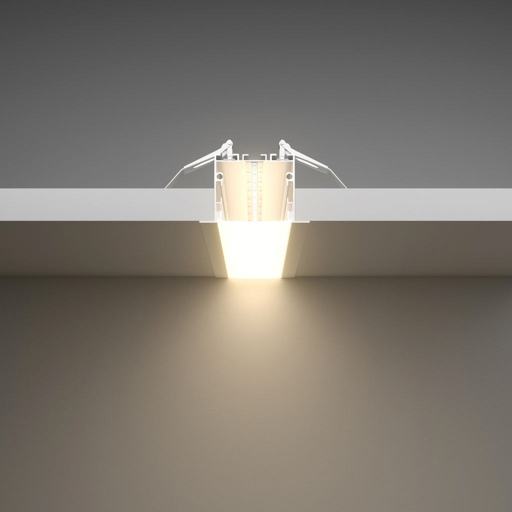 A2ZWORLD Kit Profilo Alluminio Completo Da 2 Metri Per Striscia Led, Super Larga e Alta Da Incasso, Dimensione 55*34.8mm, Larghezza Interna 34mm, 444g/m, Copertura Opale, Tappi Chiusura e Clip Fissaggio Incluso