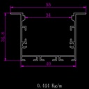 A2ZWORLD Kit Profilo Alluminio Completo Da 2 Metri Per Striscia Led, Super Larga e Alta Da Incasso, Dimensione 55*34.8mm, Larghezza Interna 34mm, 444g/m, Copertura Opale, Tappi Chiusura e Clip Fissaggio Incluso