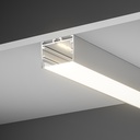 A2ZWORLD Kit Profilo Alluminio Completo Da 2 Metri Per Striscia Led, Super Larga e Alta, Dimensione 48.5*35mm, Larghezza Interna 44mm, 479g/m, Copertura Opale, Tappi Chiusura e Clip Fissaggio Incluso