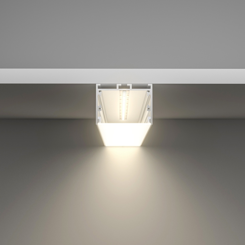 A2ZWORLD Kit Profilo Alluminio Completo Da 2 Metri Per Striscia Led, Super Larga e Alta, Dimensione 48.5*35mm, Larghezza Interna 44mm, 479g/m, Copertura Opale, Tappi Chiusura e Clip Fissaggio Incluso
