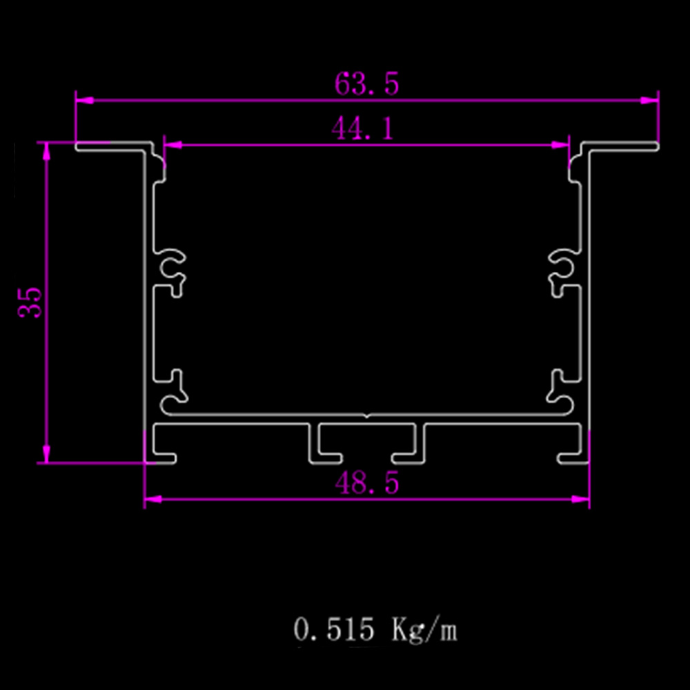 A2ZWORLD Kit Profilo Alluminio Completo Da 2 Metri Per Striscia Led, Super Larga e Alta Da Incasso, Dimensione 63.5*35mm, Larghezza Interna 44mm, 515g/m, Copertura Opale, Tappi Chiusura e Clip Fissaggio Incluso