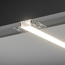 A2ZWORLD Kit Profilo Alluminio Completo Da 2 Metri Per Striscia Led, Larga Da Incasso Con Alette Scomparsa,  Dimensione 64.2*13.8mm, Larghezza Interna 20mm, 271g/m, Copertura Opale, Tappi Chiusura e Clip Fissaggio Incluso