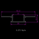A2ZWORLD Kit Profilo Alluminio Completo Da 2 Metri Per Striscia Led, Larga Da Incasso Con Alette Scomparsa,  Dimensione 64.2*13.8mm, Larghezza Interna 20mm, 271g/m, Copertura Opale, Tappi Chiusura e Clip Fissaggio Incluso