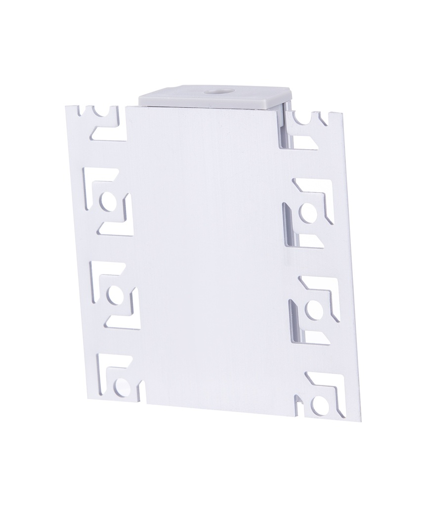 A2ZWORLD Kit Profilo Alluminio Completo Da 2 Metri Per Striscia Led, Larga Da Incasso Con Alette Scomparsa,  Dimensione 61.8*13.8mm, Larghezza Interna 20mm, 305g/m, Copertura Opale, Tappi Chiusura e Clip Fissaggio Incluso