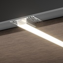 A2ZWORLD Kit Profilo Alluminio Completo Da 2 Metri Per Striscia Led, Larga Da Incasso Con Alette Scomparsa,  Dimensione 61.8*13.8mm, Larghezza Interna 20mm, 305g/m, Copertura Opale, Tappi Chiusura e Clip Fissaggio Incluso