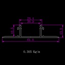 A2ZWORLD Kit Profilo Alluminio Completo Da 2 Metri Per Striscia Led, Larga Da Incasso Con Alette Scomparsa,  Dimensione 61.8*13.8mm, Larghezza Interna 20mm, 305g/m, Copertura Opale, Tappi Chiusura e Clip Fissaggio Incluso