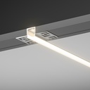A2ZWORLD Kit Profilo Alluminio Completo Da 2 Metri Per Striscia Led, Da Incasso Con Alette Scomparsa, Dimensione 55.5*14.9mm, Larghezza Interna 12.9mm, 284g/m, Copertura Opale, Tappi Chiusura e Clip Fissaggio Incluso