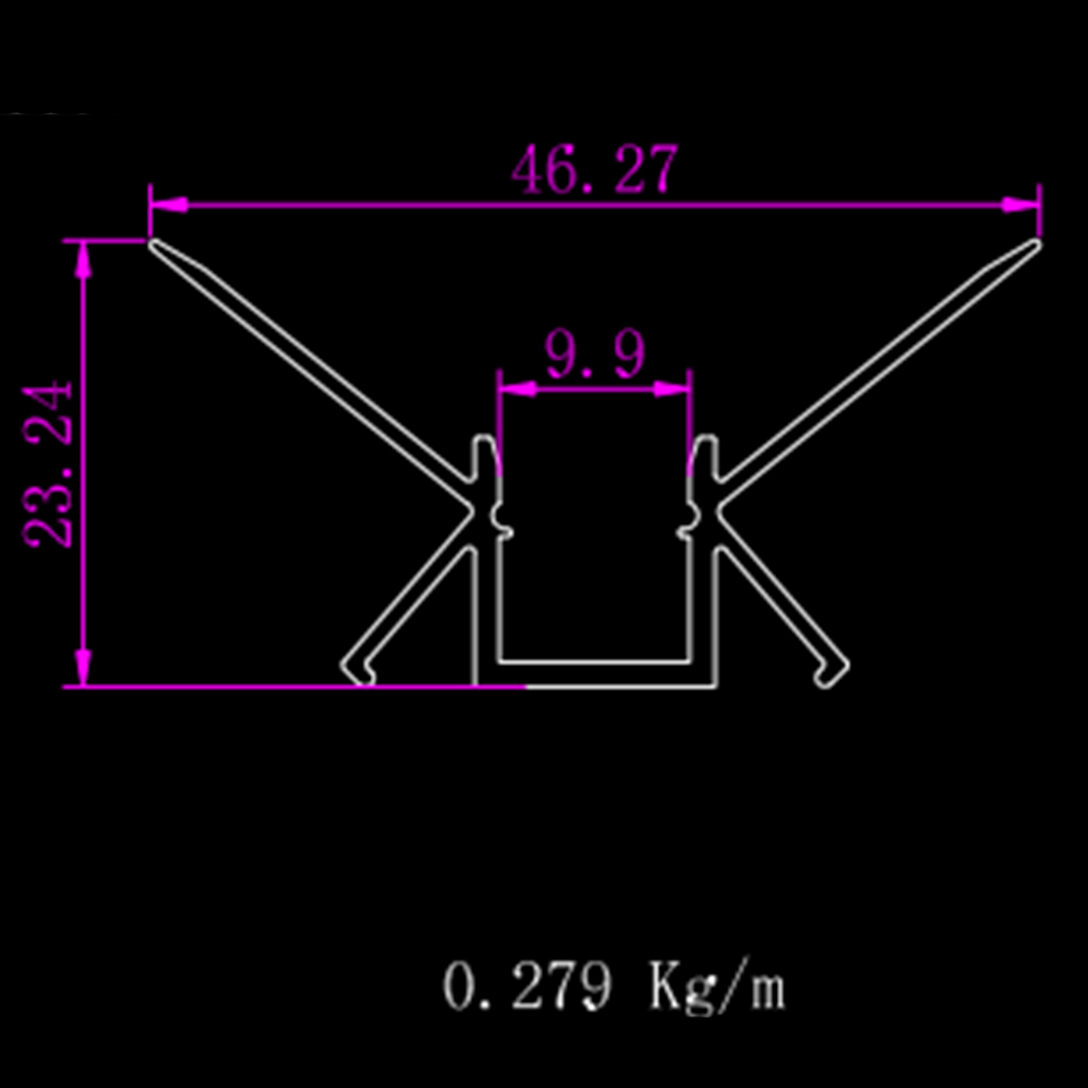 A2ZWORLD Kit Profilo Alluminio Completo Da 2 Metri Per Striscia Led, Angolare Interno Da Incasso Con Alette Scomparsa,  Dimensione 46.27*23.2mm, Larghezza Interna 10mm, 279g/m, Copertura Opale, Tappi Chiusura e Clip Fissaggio Incluso