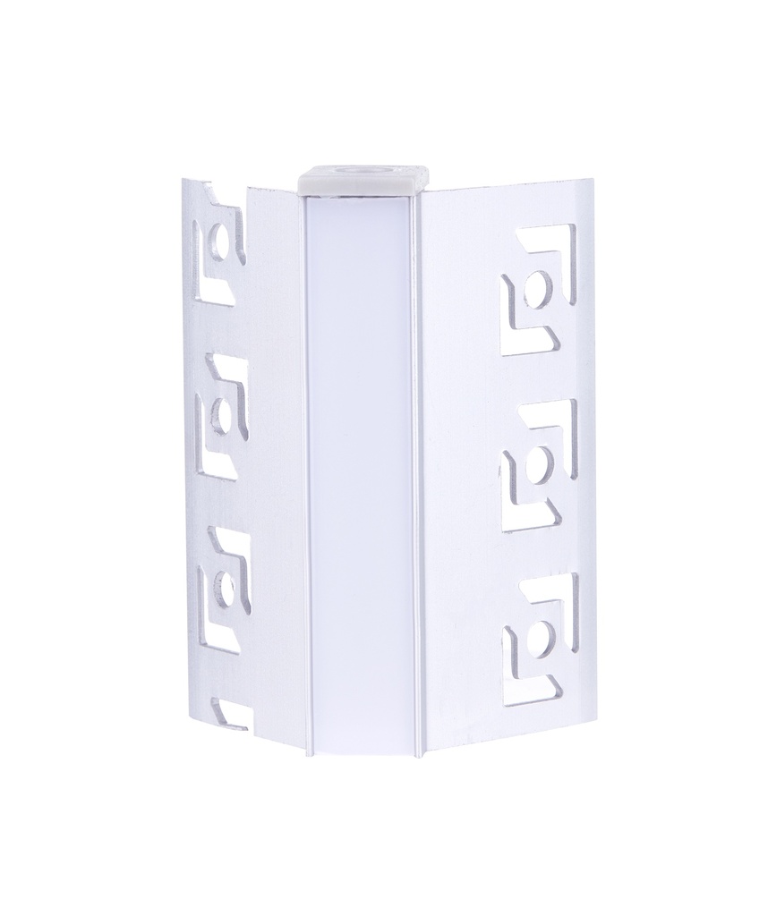 A2ZWORLD Kit Profilo Alluminio Completo Da 2 Metri Per Striscia Led, Angolare Esterno Da Incasso Con Alette Scomparsa,  Dimensione 47.3*22.6mm, Larghezza Interna 10mm, 242g/m, Copertura Opale, Tappi Chiusura e Clip Fissaggio Incluso