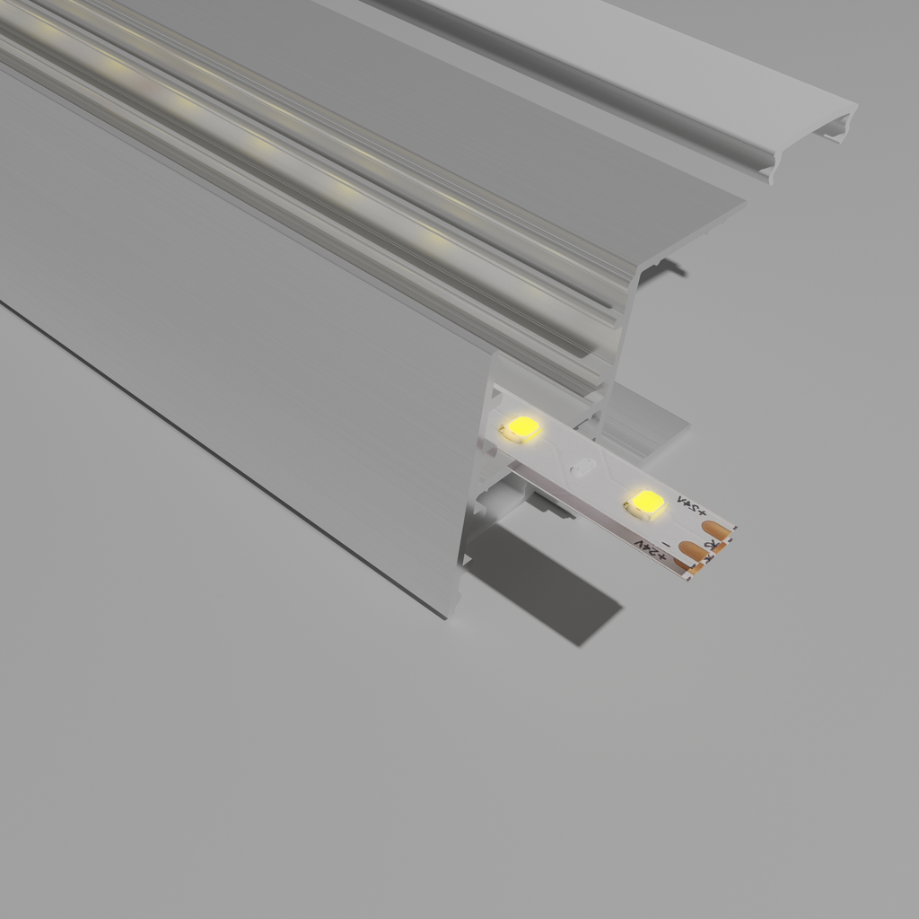 A2ZWORLD Kit Profilo Alluminio Completo Da 2 Metri Per Striscia Led, Doppio Esposizione Per Mensola, Dimensione 28.7*20.2mm, Larghezza Interna 10mm, 202g/m, Copertura Opale, Tappi Chiusura e Clip Fissaggio Incluso