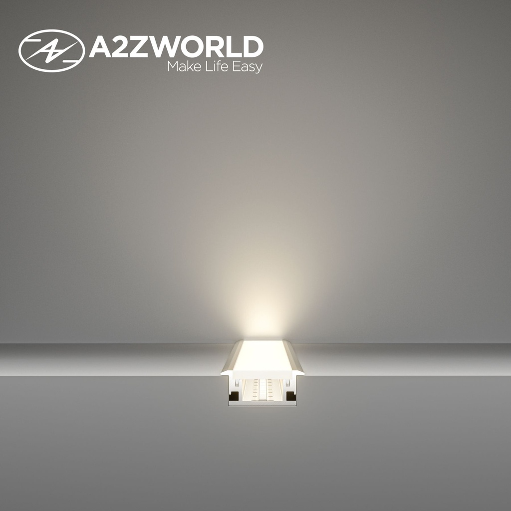 Kit Profilo Alluminio Completo Da 2 Metri Per Striscia Led, Larga Da Incasso, Dimensione 27.1*11.3mm, Larghezza Interna 12mm, 224g/m, Copertura Opale, Tappi Chiusura e Clip Fissaggio Incluso