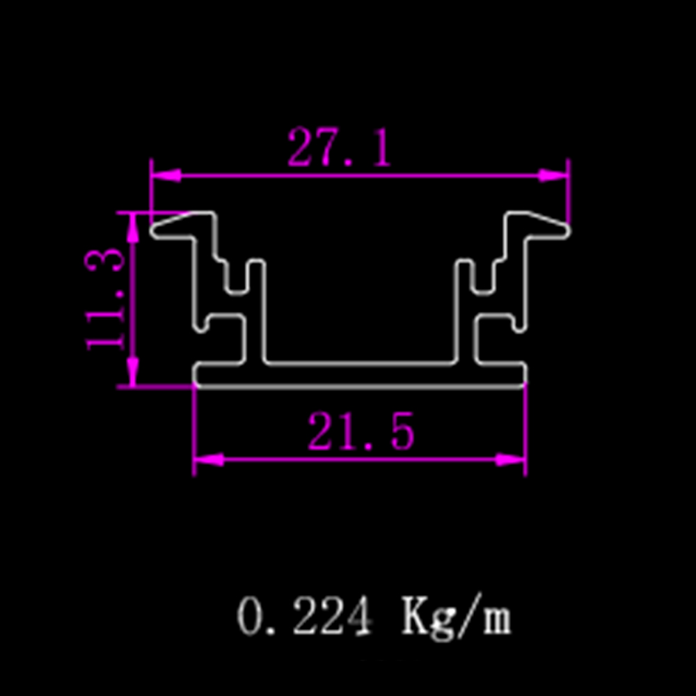 A2ZWORLD Kit Profilo Alluminio Completo Da 2 Metri Per Striscia Led, Larga Da Incasso, Dimensione 27.1*11.3mm, Larghezza Interna 12mm, 224g/m, Copertura Opale, Tappi Chiusura e Clip Fissaggio Incluso