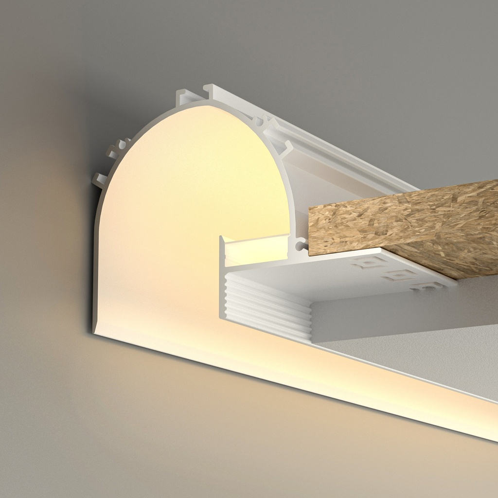 A2ZWORLD Kit Profilo Alluminio Completo Da 2 Metri Per Striscia Led, Da Cartongesso Illuminazione Indiritta, Dimensione 95.5*70.1mm, Larghezza Interna 20mm, 1333g/m, Copertura Opale, Tappi Chiusura e Clip Fissaggio Incluso