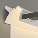 A2ZWORLD Kit Profilo Alluminio Completo Da 2 Metri Per Striscia Led, Da Cartongesso Illuminazione Indiritta, Dimensione 90*57.7mm, Larghezza Interna 20mm, 811g/m, Copertura Opale, Tappi Chiusura e Clip Fissaggio Incluso