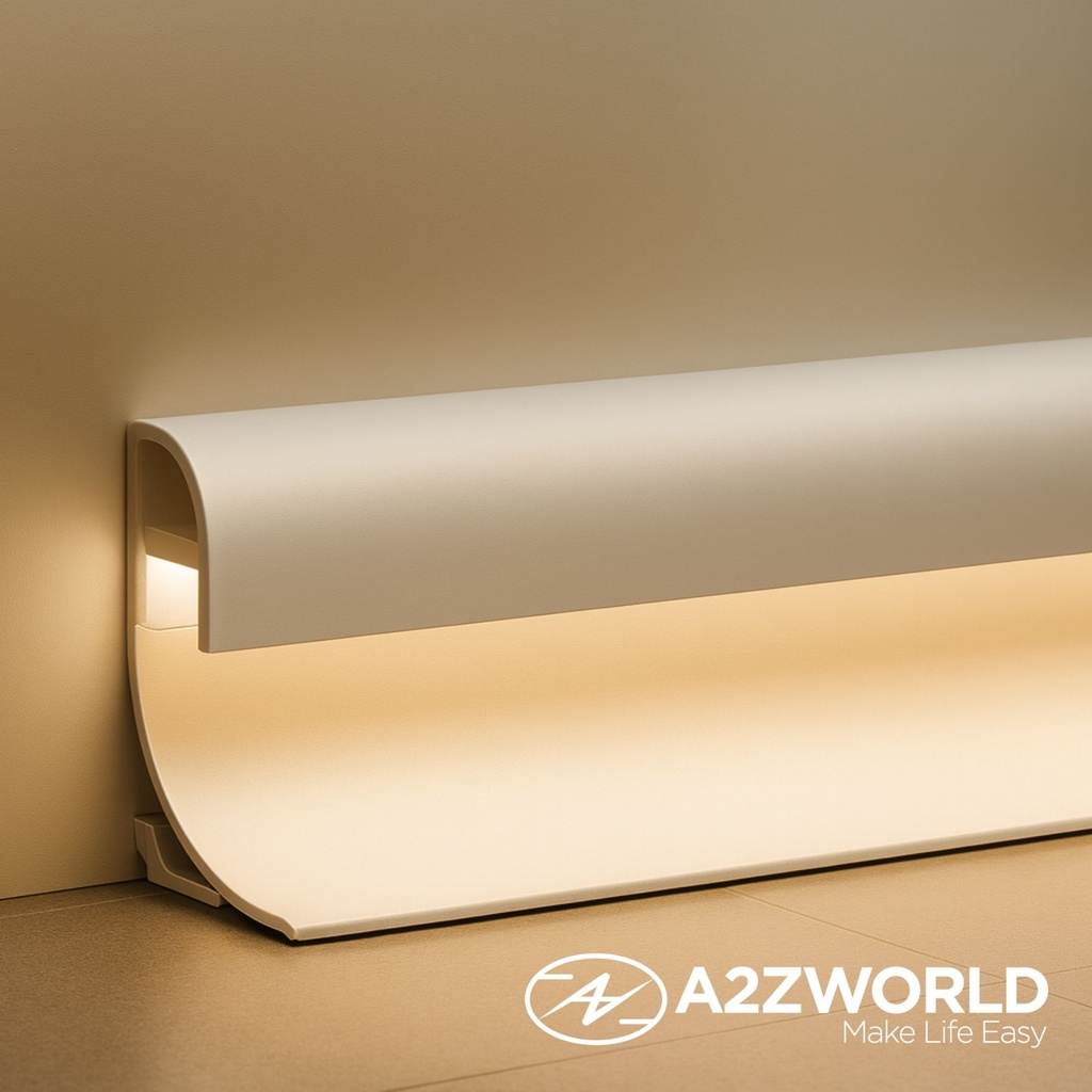 Kit Profilo Alluminio Completo Da 2 Metri Per Striscia Led, Angolare Per Battiscopa e Soffitto (2 Pezzi), Dimensione 36.4*60.2mm, Larghezza Interna 9.6mm, 676g/m, Copertura Opale, Tappi Chiusura e Clip Fissaggio Incluso, BAV23180