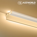 Kit Profilo Alluminio Completo Da 2 Metri Per Striscia Led, Angolare Per Battiscopa e Soffitto (2 Pezzi), Dimensione 36.4*60.2mm, Larghezza Interna 9.6mm, 676g/m, Copertura Opale, Tappi Chiusura e Clip Fissaggio Incluso, BAV23180