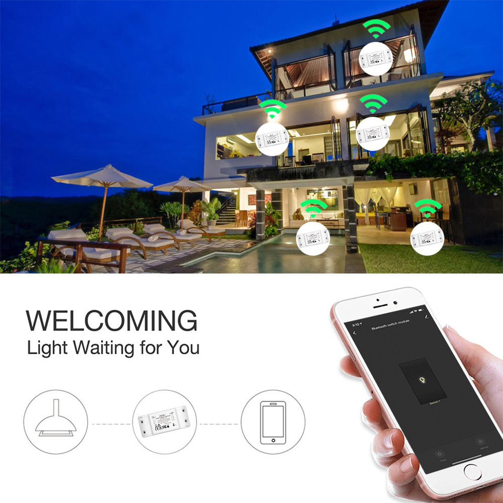 MeanWell Interruttore Smart Bluetooth BLE 10A Bluetooth BLE Mesh TUYA, Smart Life 10A AC 90-250V 50/60HZ 2200W IP20