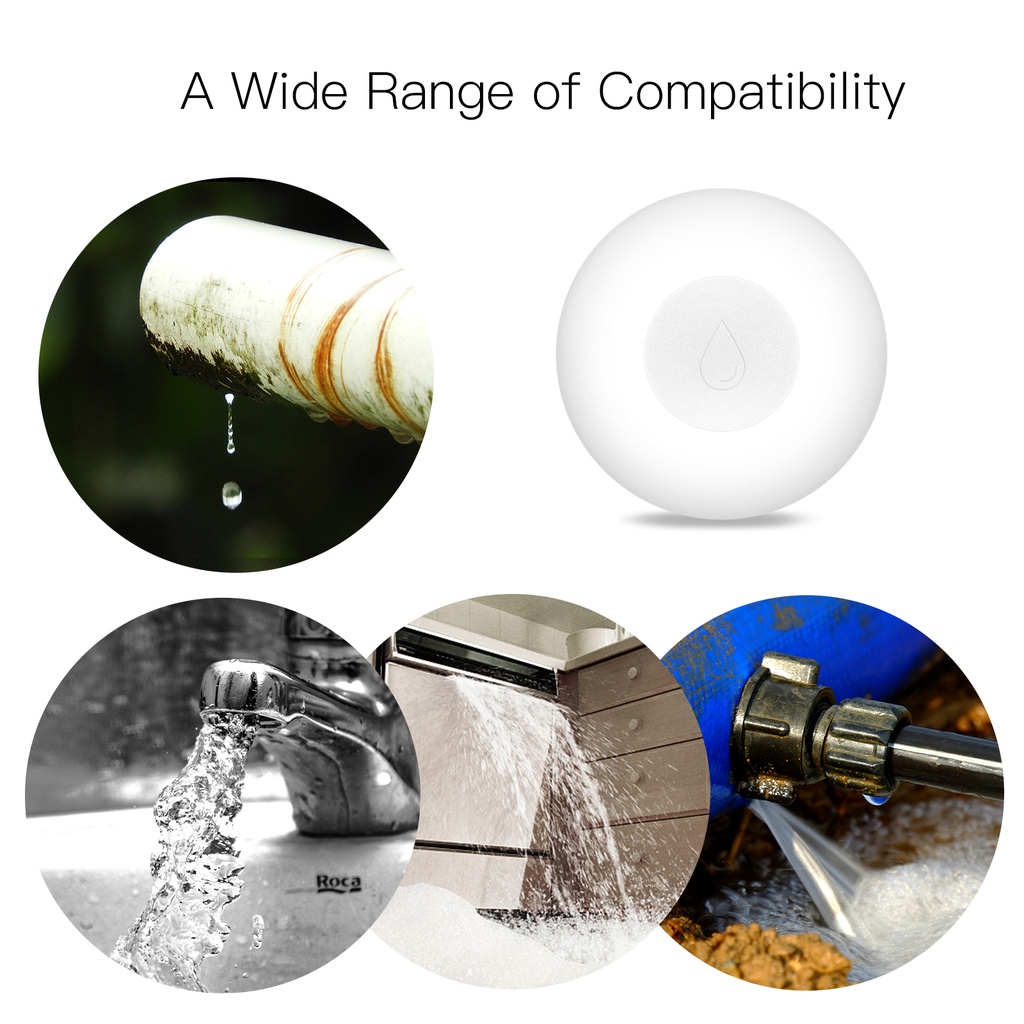 MeanWell Sensore Perdita Acqua Rilevatore di Allagamento ZigBee Protocollo ZigBee 3.0 TUYA, Smart Life CR2032 IP20