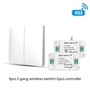 MeanWell Interruttore RF Wireless Telecomando Senza Batteria 2 Tasti RF 433MHz Generatore Corrente Automatico 2 Tasti Quadrato Per Scatola 502 IP20 Bianco