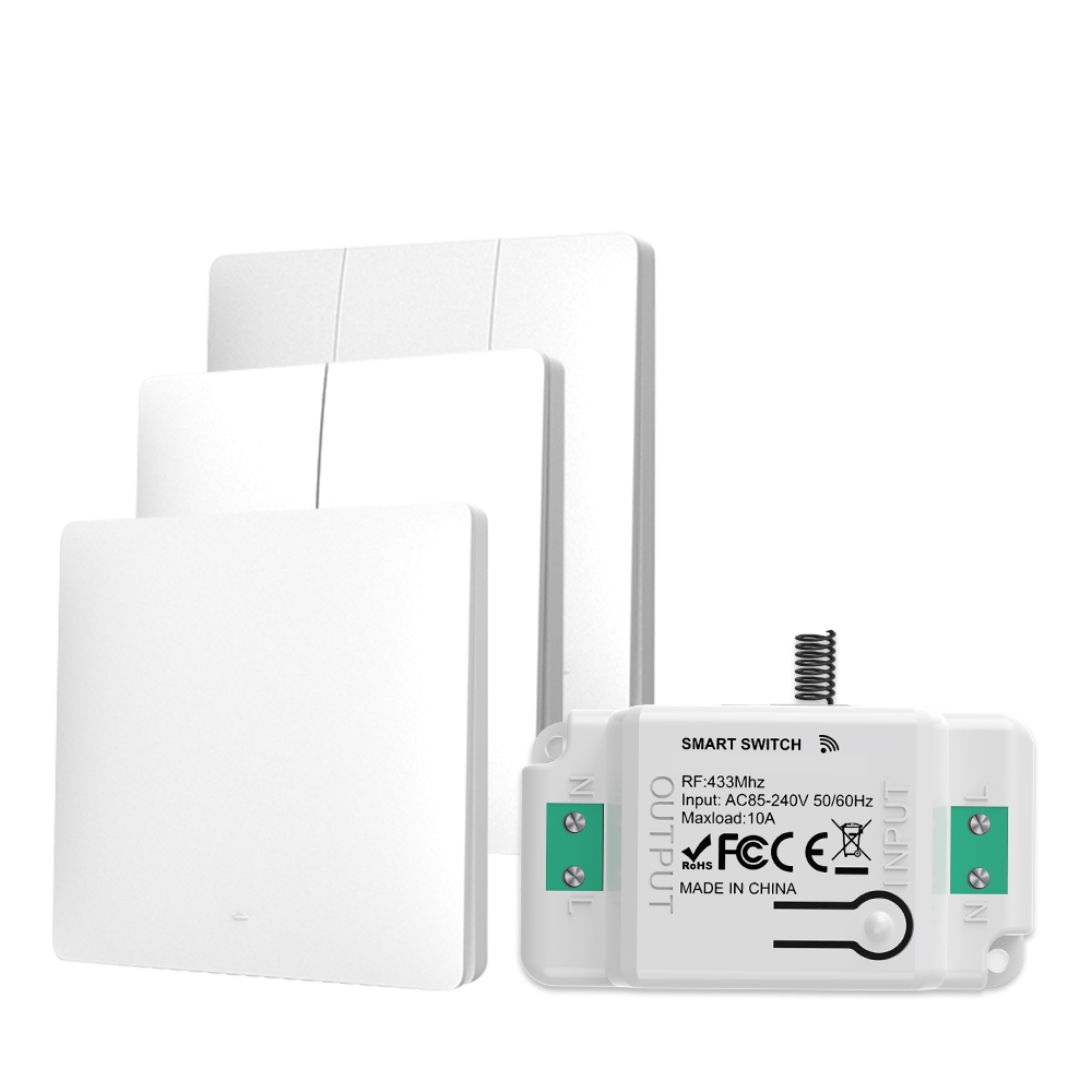 MeanWell Interruttore RF Wireless Telecomando Senza Batteria 2 Tasti RF 433MHz Generatore Corrente Automatico 2 Tasti Quadrato Per Scatola 502 IP20 Bianco