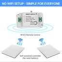 MeanWell Interruttore RF Wireless Telecomando Senza Batteria 2 Tasti RF 433MHz Generatore Corrente Automatico 2 Tasti Quadrato Per Scatola 502 IP20 Bianco