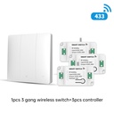 MeanWell Interruttore RF Wireless Telecomando Senza Batteria 3 Tasti RF 433MHz Generatore Corrente Automatico 3 Tasti Quadrato Per Scatola 502 IP20 Bianco