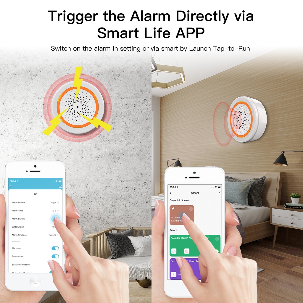 Sirena Allarme Sensore di Luce e Sonoro ZigBee Protocollo ZigBee 3.0 TUYA, Smart Life 5V IP20