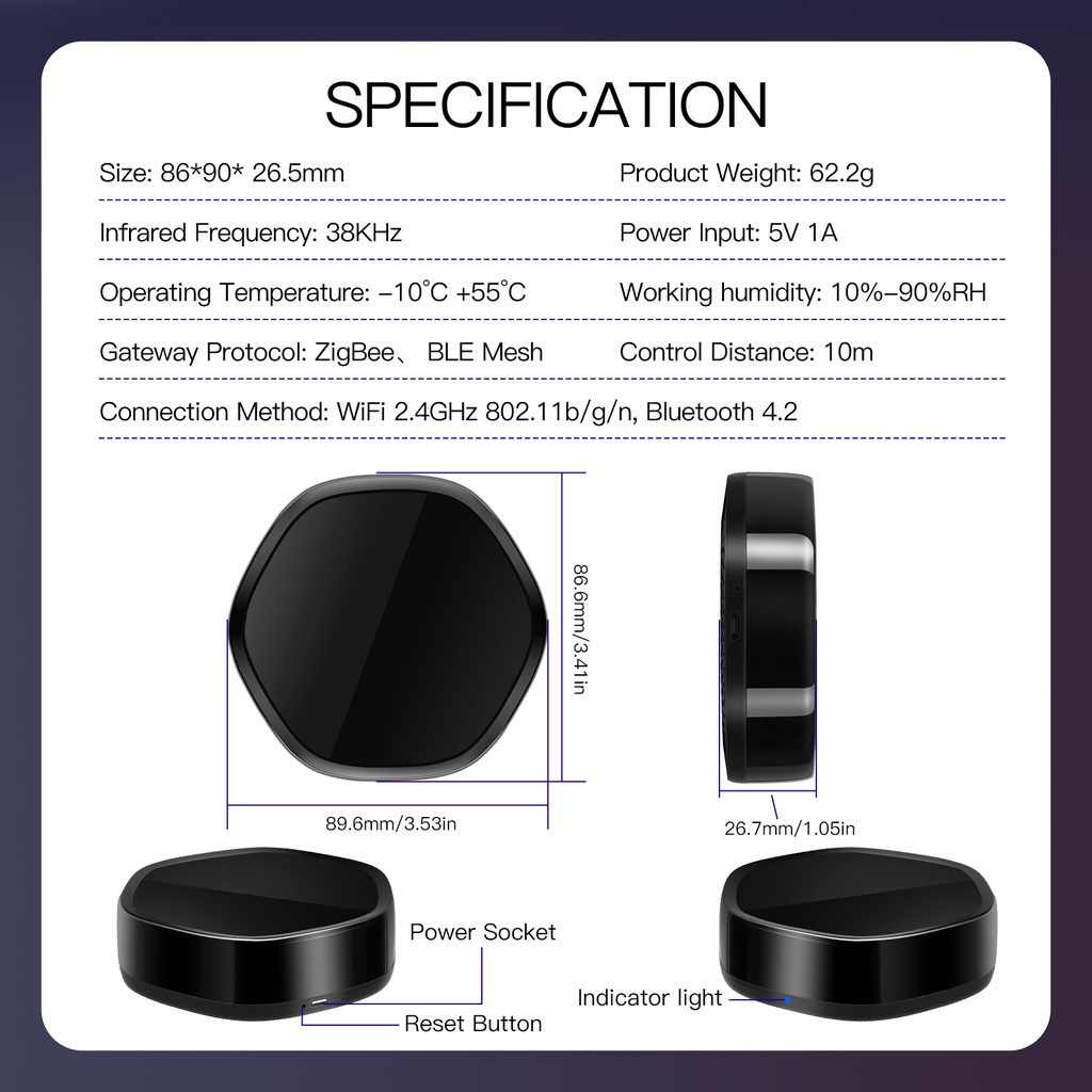 MeanWell Gateway ZigBee Bluetooth BLE Mesh IR Infrarossi ZigBee 3.0,Bluetooth BLE Mesh,IR TUYA, Smart Life 1A 5V IP20