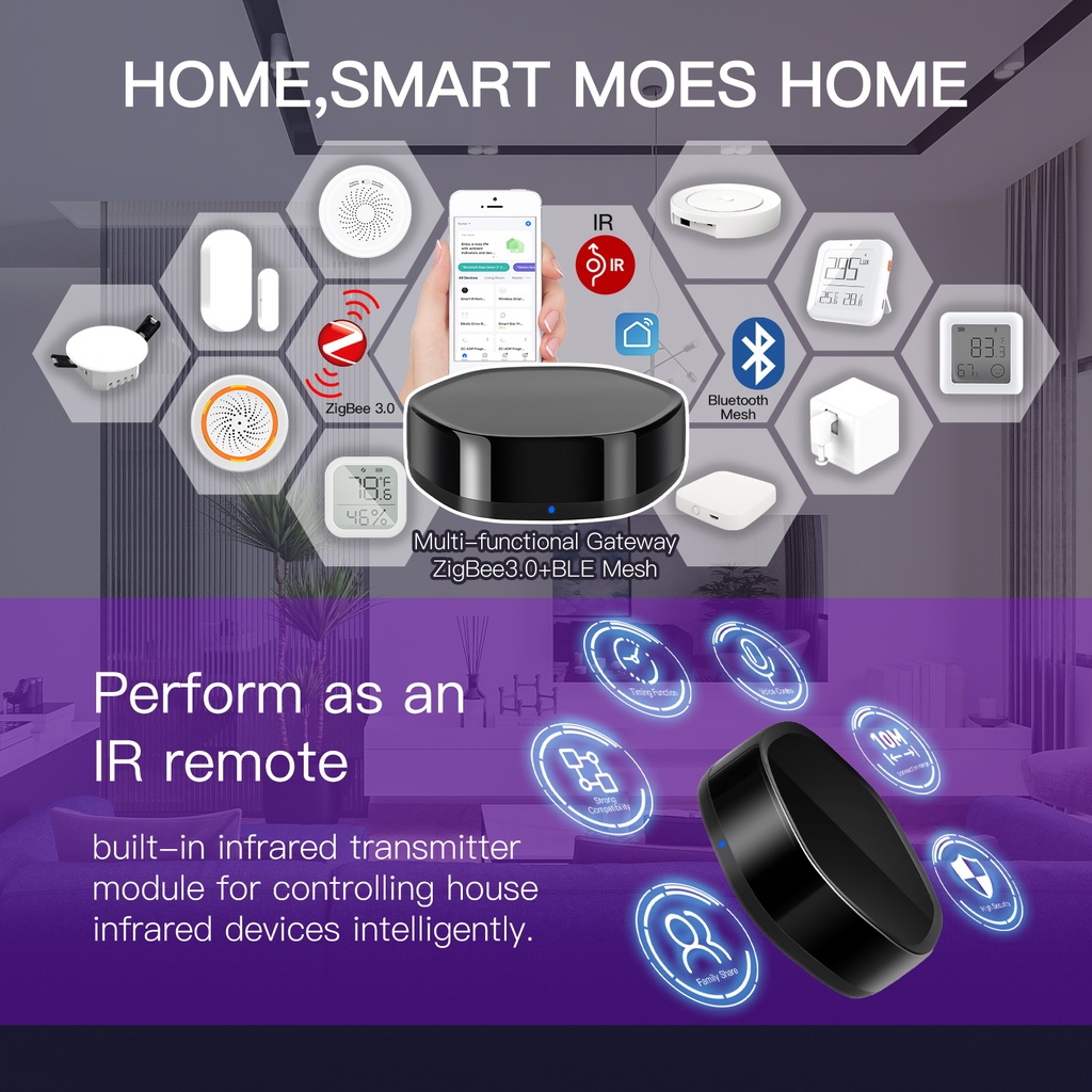MeanWell Gateway ZigBee Bluetooth BLE Mesh IR Infrarossi ZigBee 3.0,Bluetooth BLE Mesh,IR TUYA, Smart Life 1A 5V IP20